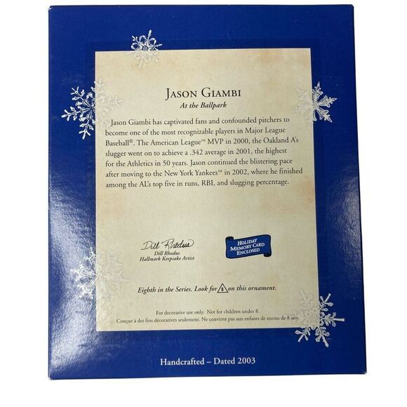 Jason Giambi Hallmark Baseball Ornament 2003 - Picture 2 of 3